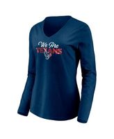 Women's Fanatics Branded Navy/White Houston Texans Ombre Long Sleeve T-Shirt