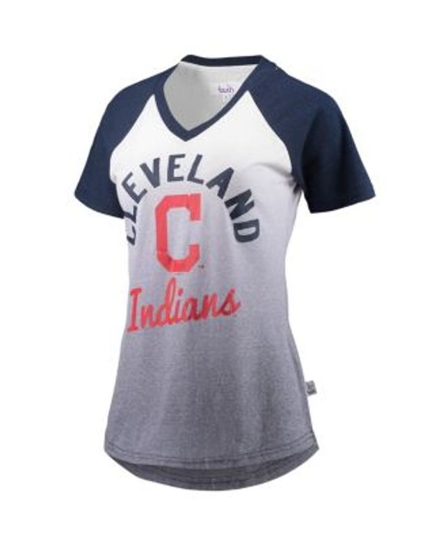 Cleveland Indians Touch Women's Ultimate Fan 3/4-Sleeve Raglan V-Neck T- Shirt - Navy