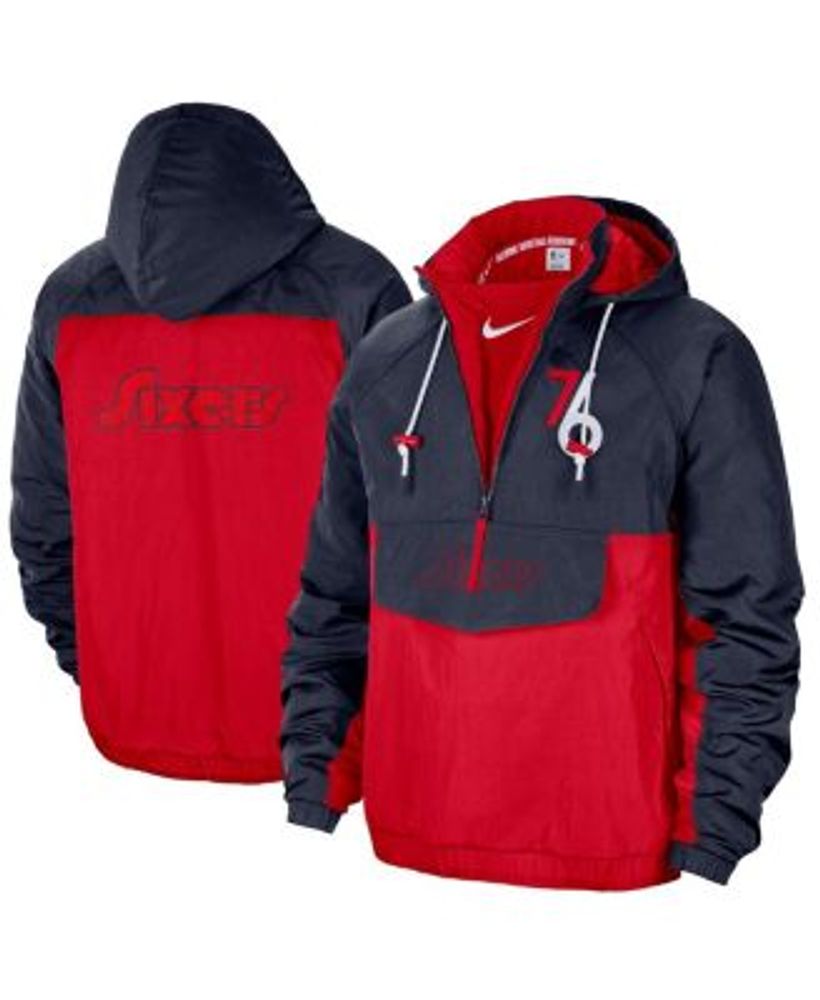 Men's Nike Red/Navy Atlanta Braves Overview Half-Zip Hoodie Jacket