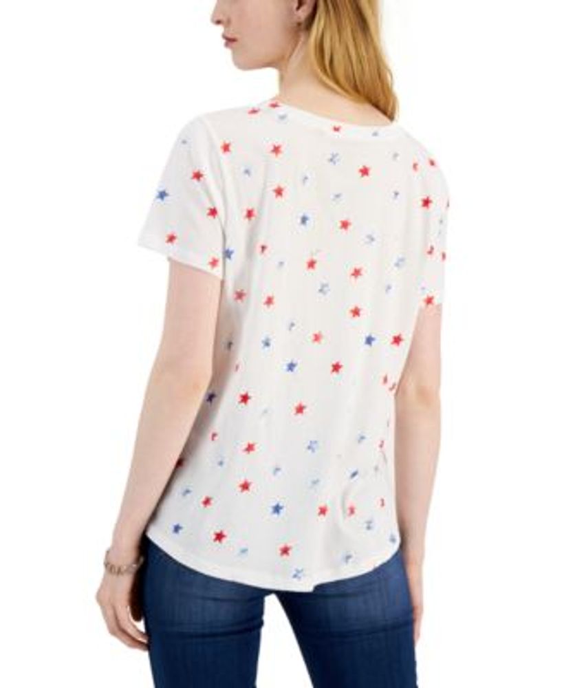 Women's Cotton Printed V-Neck T-Shirt