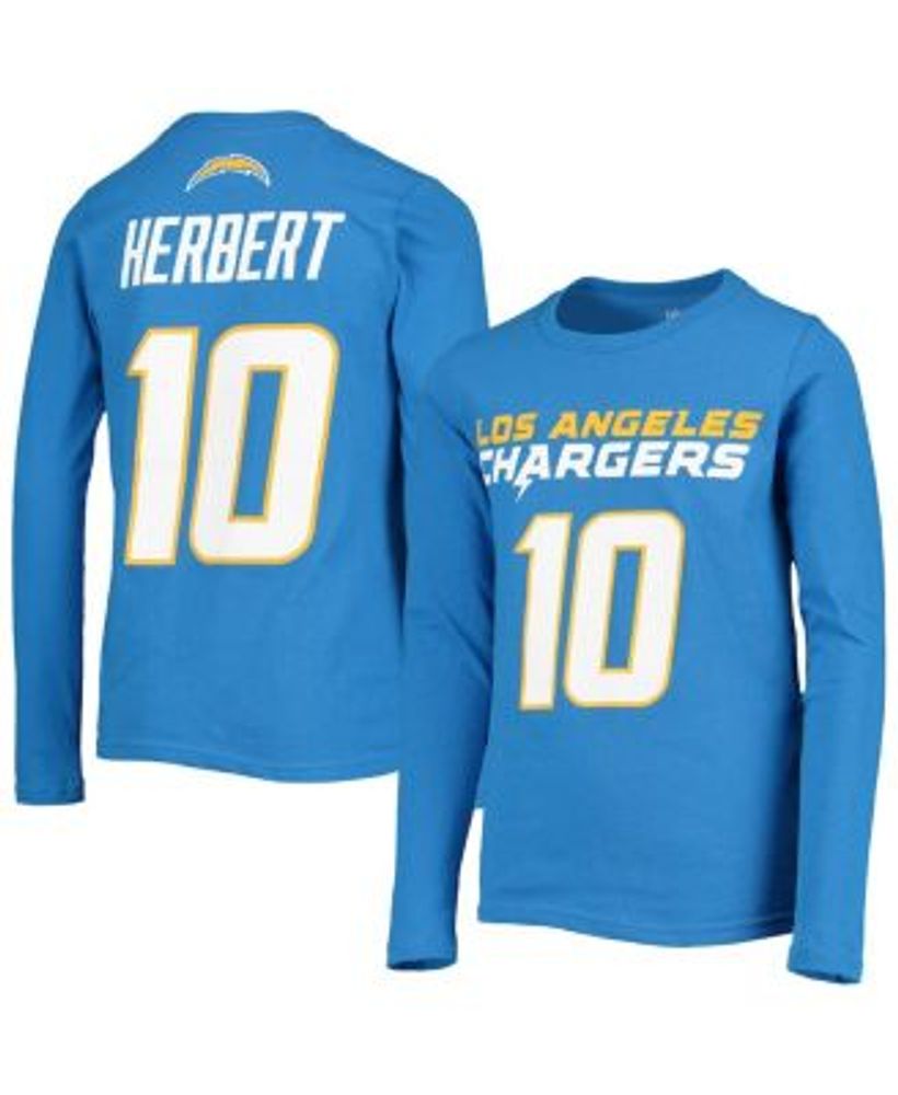 Outerstuff Youth Boys Justin Herbert Powder Blue Los Angeles Chargers  Mainliner Player Name and Number Long Sleeve T-shirt