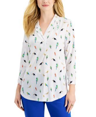 Petite Jungle Bird Blouse, Created for Macy's