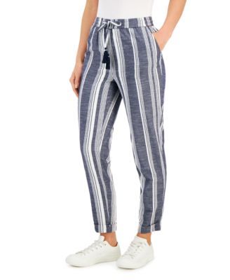Women's Cotton Striped Jogger Pants, Created for Macy's