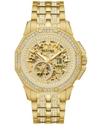 Men's Octava Automatic Crystal-Accent Gold-Tone Stainless Steel Bracelet Watch 41.7mm