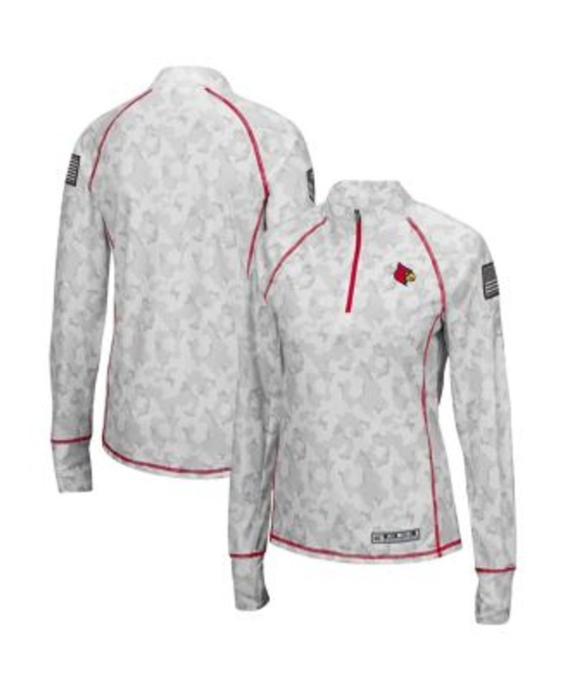 Women's Colosseum White Louisville Cardinals OHT Military Appreciation  Officer Arctic Camo 1/4-Zip Jacket