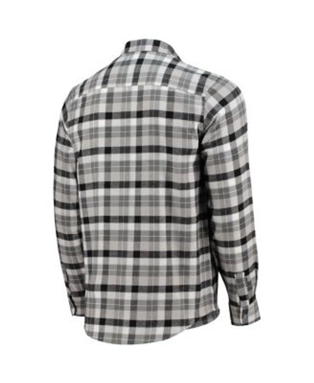 Men's Antigua Black/Gray Pittsburgh Steelers Ease Flannel Long Sleeve Button-Up Shirt