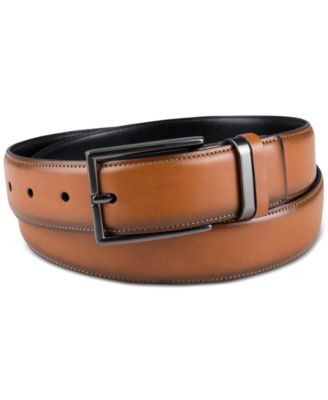 Men's Burnished Faux-Leather Belt, Created for Macy's