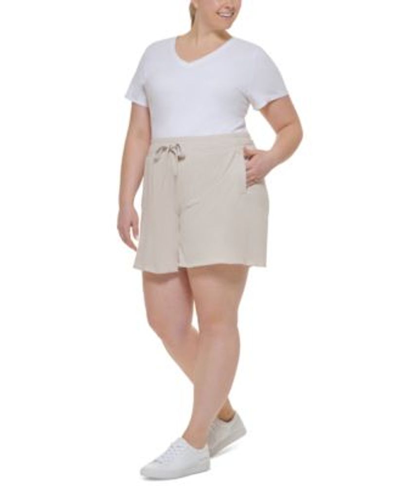 Plus Size High-Waist Cotton Shorts