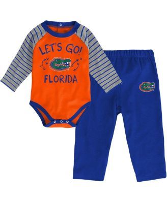 Newborn and Infant Orange, Royal Florida Gators Touchdown 2.0 Raglan Long Sleeve Bodysuit and Pants Set