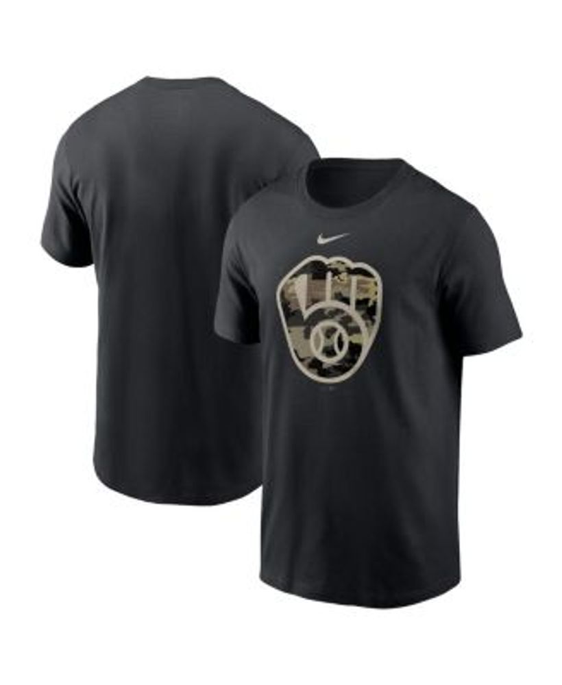 Men's Nike Black Milwaukee Brewers Team Camo Logo T-Shirt