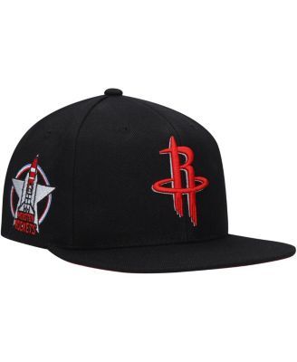 Men's Black Houston Rockets Custom Patch Snapback Hat