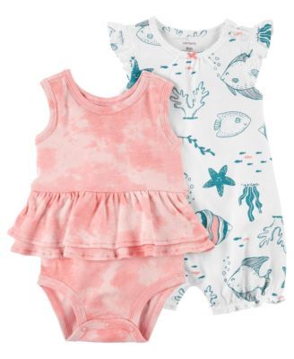 Baby Girls 2-Piece Romper and Sunsuit Set
