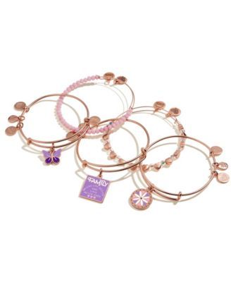 Family Charm Bangle Bracelets, Set of 5