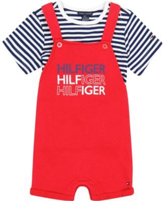 Baby Boys Knit Shortall with Striped T-Shirt, 2 Piece Set