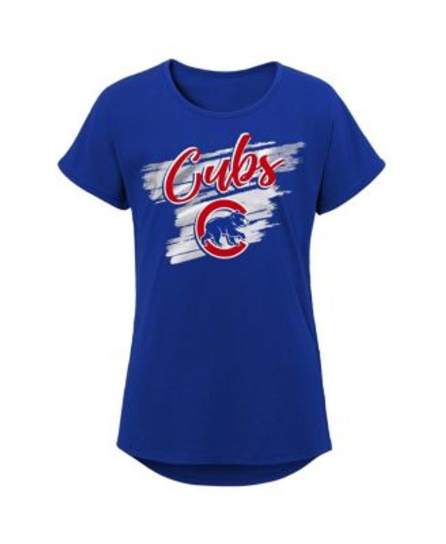 Girls Youth Royal Chicago Cubs Brush Stroke Dolman T-Shirt