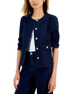 Women's Puff-Sleeve Denim Jacket, Created for Macy's