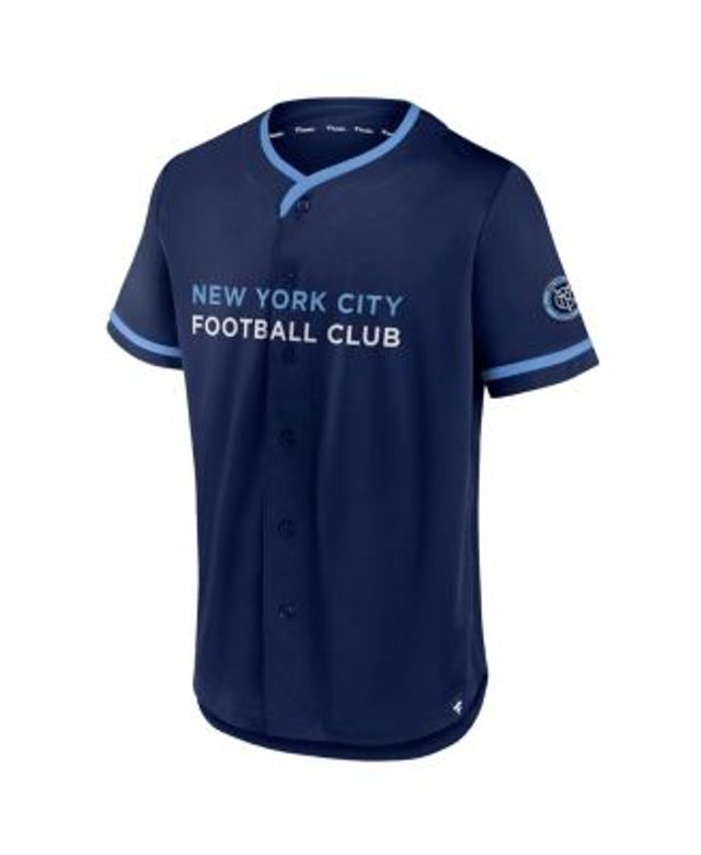 New York City FC Fanatics Branded Ultimate Player Baseball Jersey -  Navy/Sky Blue