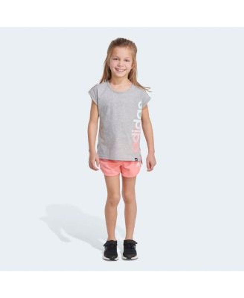 Little Girls Graphic T-shirt and Mesh Shorts Set, 2 Piece