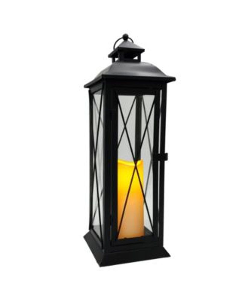 Battery Operated LED Metal Lantern - Crisscross