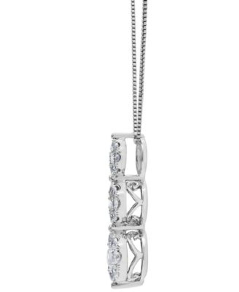Diamond Graduated Halo 18" Pendant Necklace (3/4 ct. t.w.) in 14k White Gold