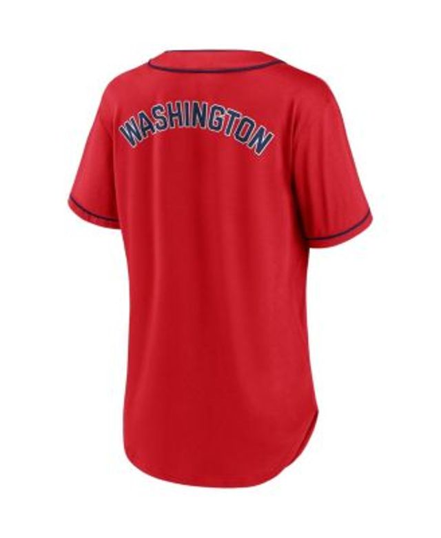 New Era Women's Red Washington Nationals Baby Jersey Cropped Long Sleeve T- shirt