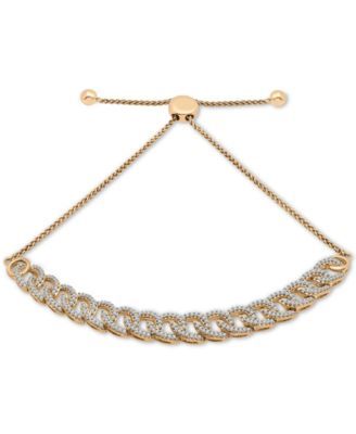 Diamond Large Link Bolo Bracelet (1/2 ct. t.w.) Sterling Silver or 14k Gold-Plated Silver, Created for Macy's