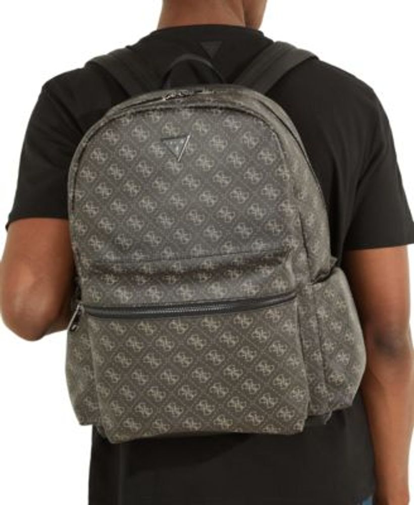 Logo-print faux leather backpack