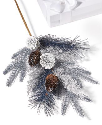 Black & White Plastic Pine Needle with Pinecone Pick, Created for Macy's