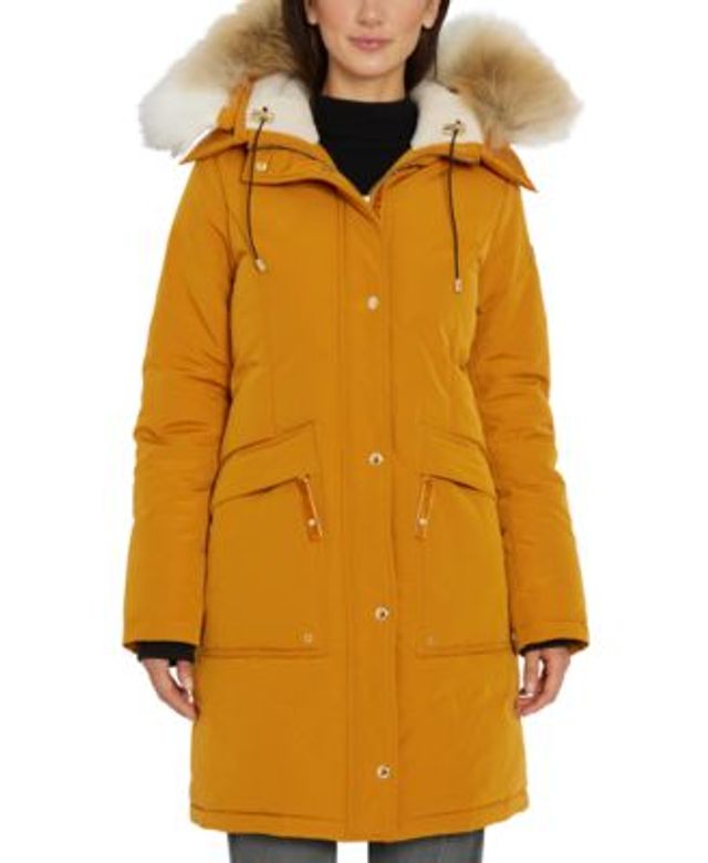 DKNY Women's Faux-Fur-Trim Hooded Parka 