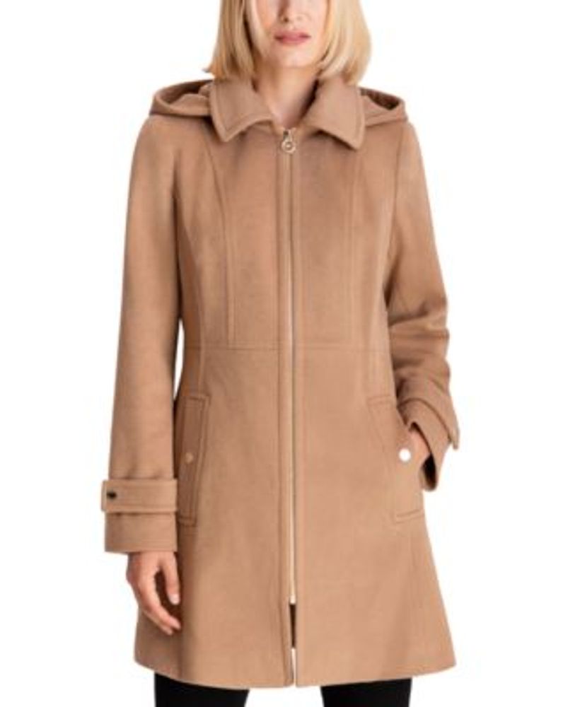 Michael Kors Women's Hooded Notched-Collar Coat | Connecticut Post Mall