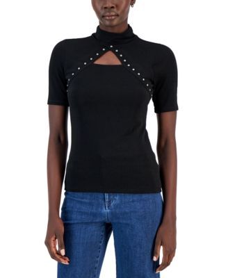 Women's Studded Mock-Neck Top, Created for Macy's