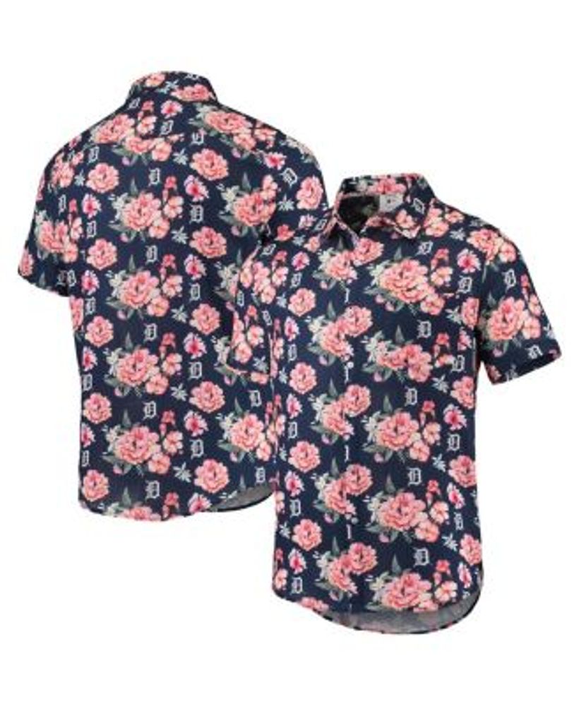 Tampa Bay Rays FOCO Floral Linen Button-Up Shirt - Navy