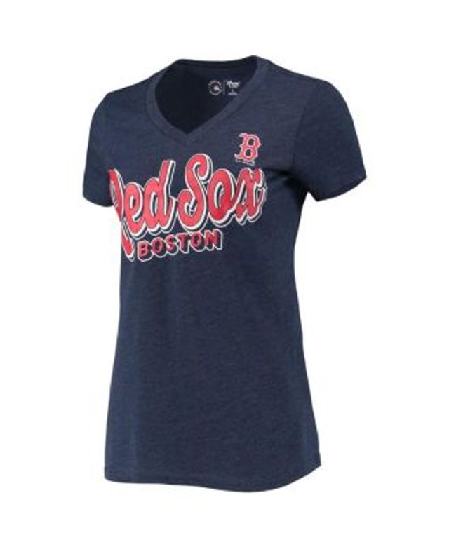 Women's G-III 4Her by Carl Banks Heathered Navy Boston Red Sox First Place  V-Neck T-Shirt