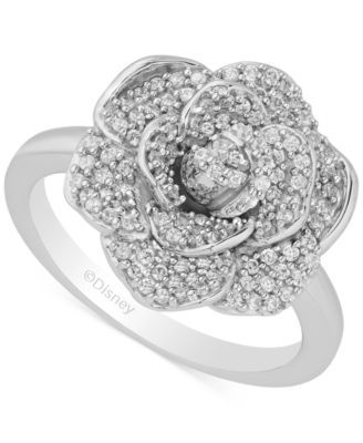 Diamond Cinderella 70th Anniversary Gardenia Flower Ring (1/5 ct. t.w.) in 14k White Gold