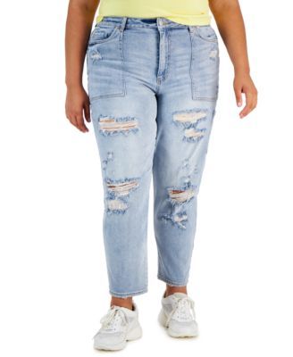 Trendy Plus Ripped Mom Jeans