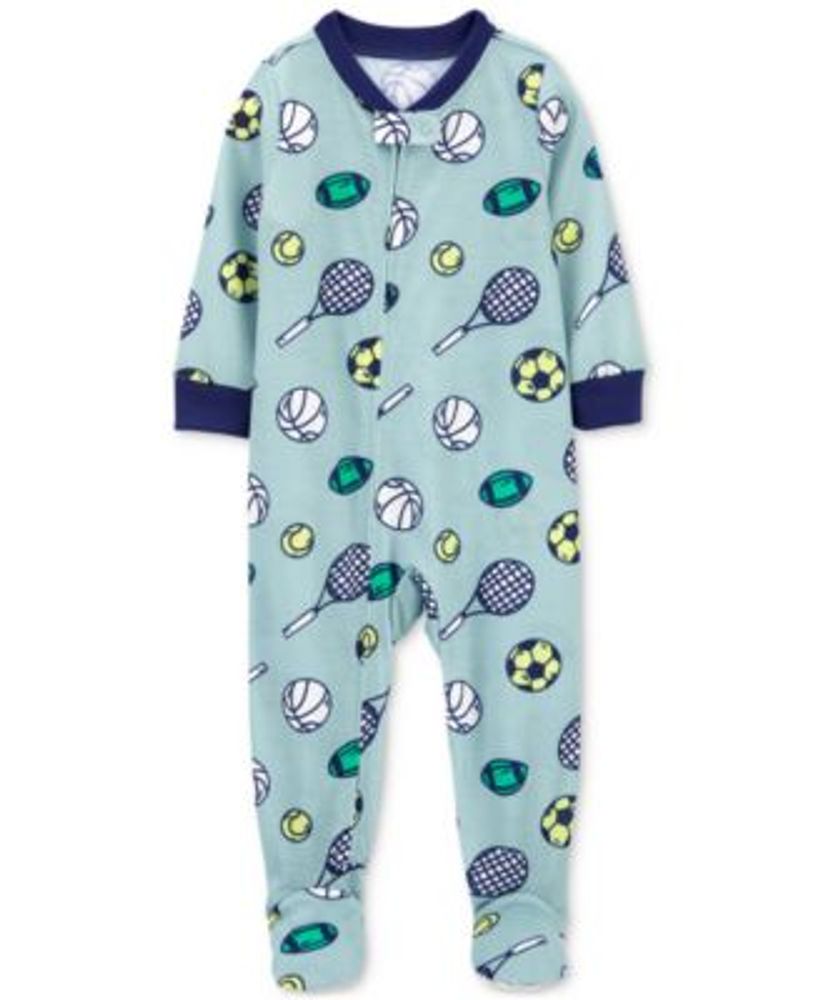 Baby Boys Sports-Print Footie Pajama