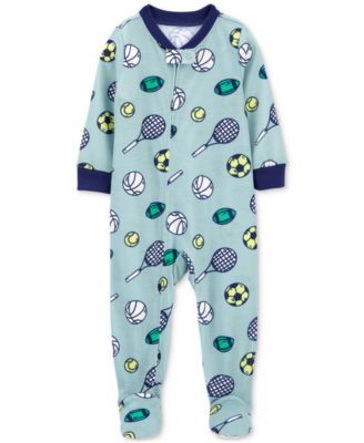Baby Boys Sports-Print Footie Pajama
