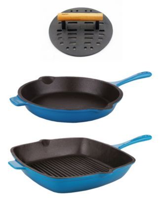 Neo Cast Iron Fry Pan, Grill Pan and Slotted Steak Press