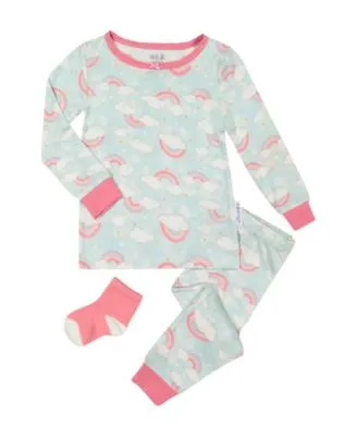 Toddler Girls T-shirt, Pajama and Matching Socks, 3-Piece Set