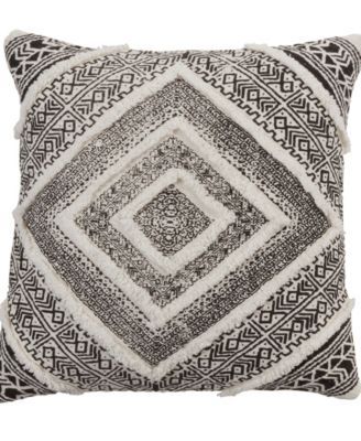 Embellished Diamond Decorative Pillow, 18" x 18"