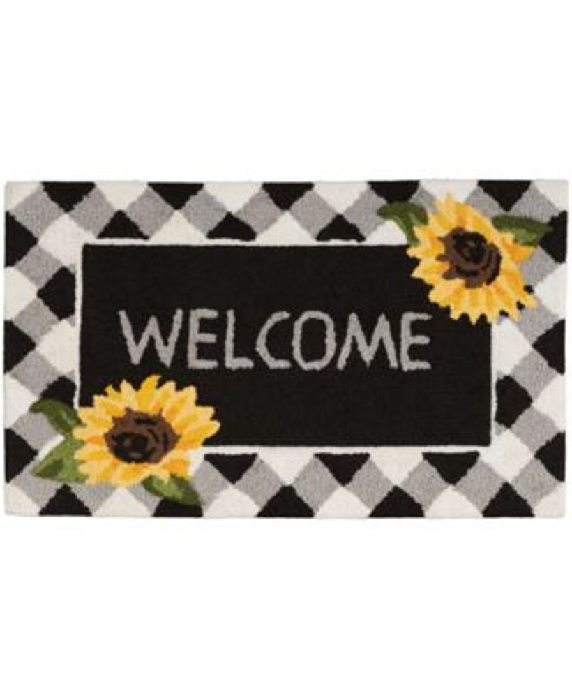 Welcome Sunflower Hand Hooked Accent Rug, 18" x 30"