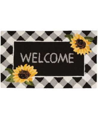 Welcome Sunflower Hand Hooked Accent Rug, 18" x 30"