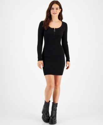 Juniors' Quarter-Zip Sweater Dress