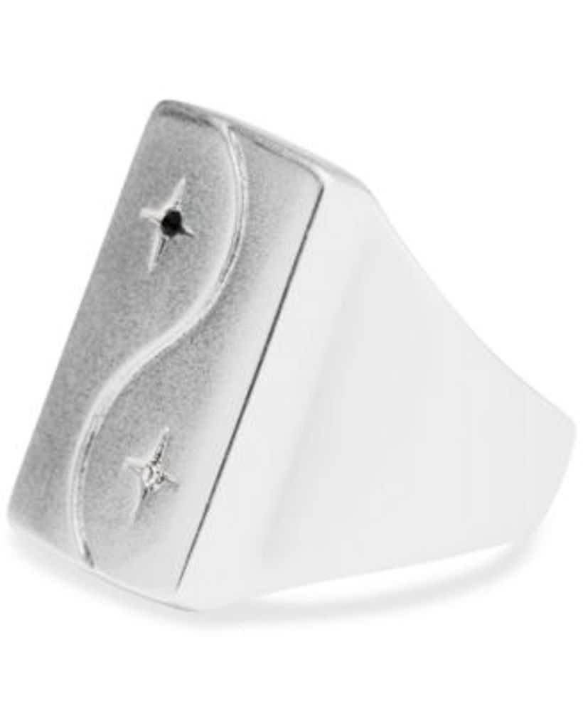 Silver-Tone Crystal Yin Yang Signet Ring