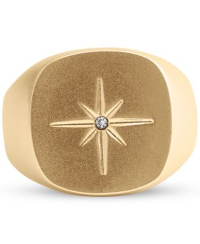Gold-Tone Crystal Star Signet Ring