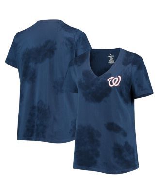 Profile Women's White/Navy Washington Nationals Plus Size Notch Neck T-Shirt