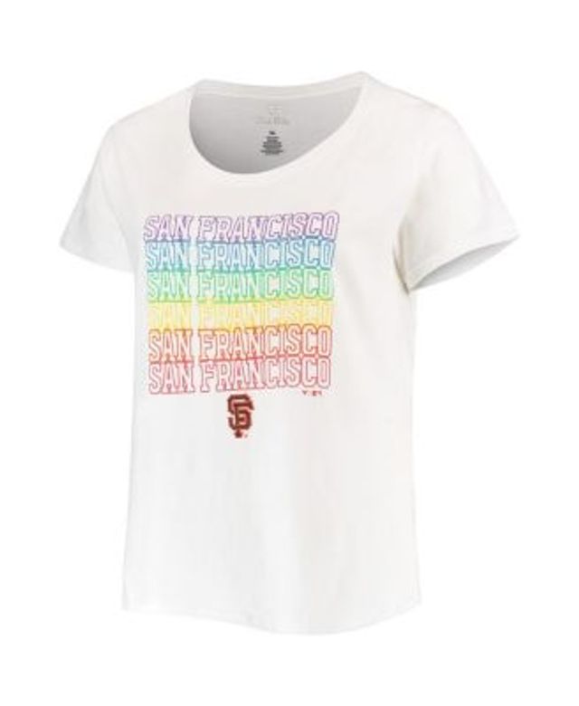 Fanatics Women's Branded White San Francisco Giants Iconic Pinstripe Raglan  Scoop Neck T-shirt