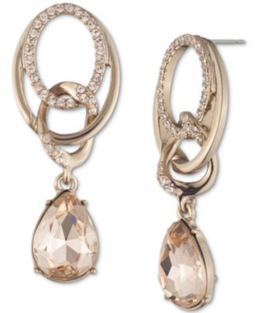 Givenchy Silver-Tone Interlocking Circle & Pear-Shape Crystal Drop Earrings  | Foxvalley Mall