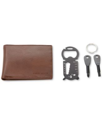 Men's Brown Bifold Wallet with Three Keychain Tools