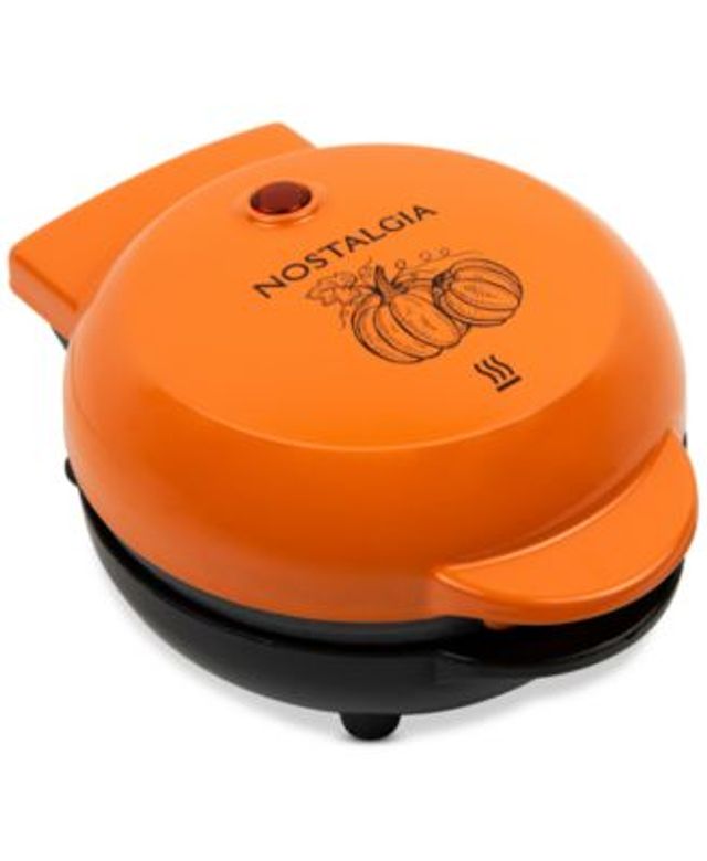 Nostalgia My Mini Personal Electric Pumpkin Waffle Maker, Orange